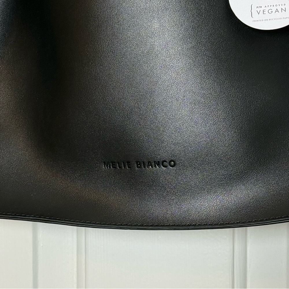 Melie Bianco Megan Minimalist Vegan Leather Tote Set NWT Black - Picture 3 of 16